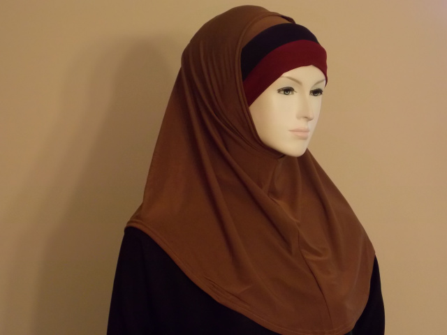 Light BrownTriple Band undersacrf 2 piece hijab 21